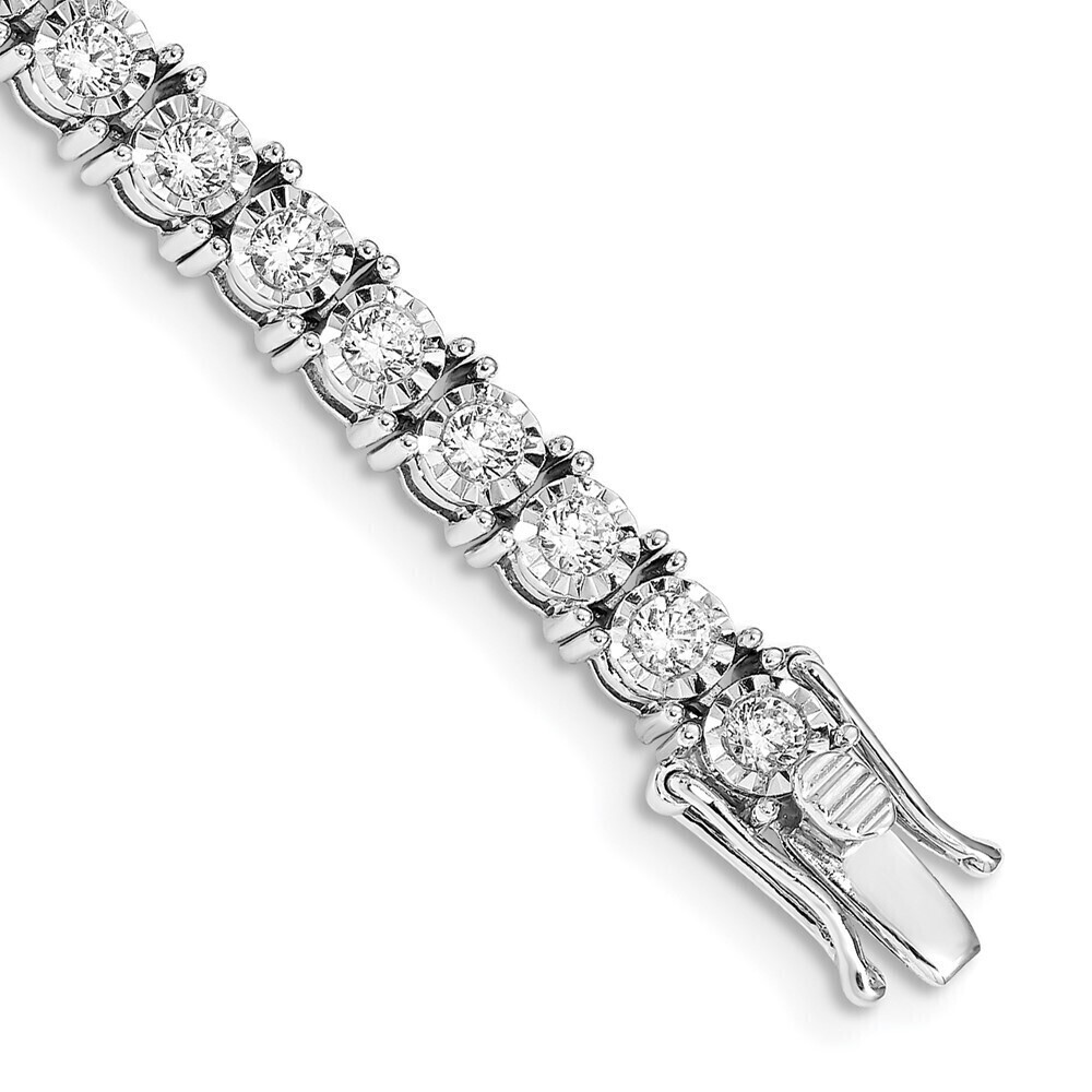 Kazi Luxury 14k White Gold Illusion Setting Diamond Bracelet